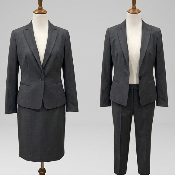 Ann Taylor Dresses & Skirts - Ann Taylor signature 3 piece gray suit set - blazer (10), skirt and pants (8)